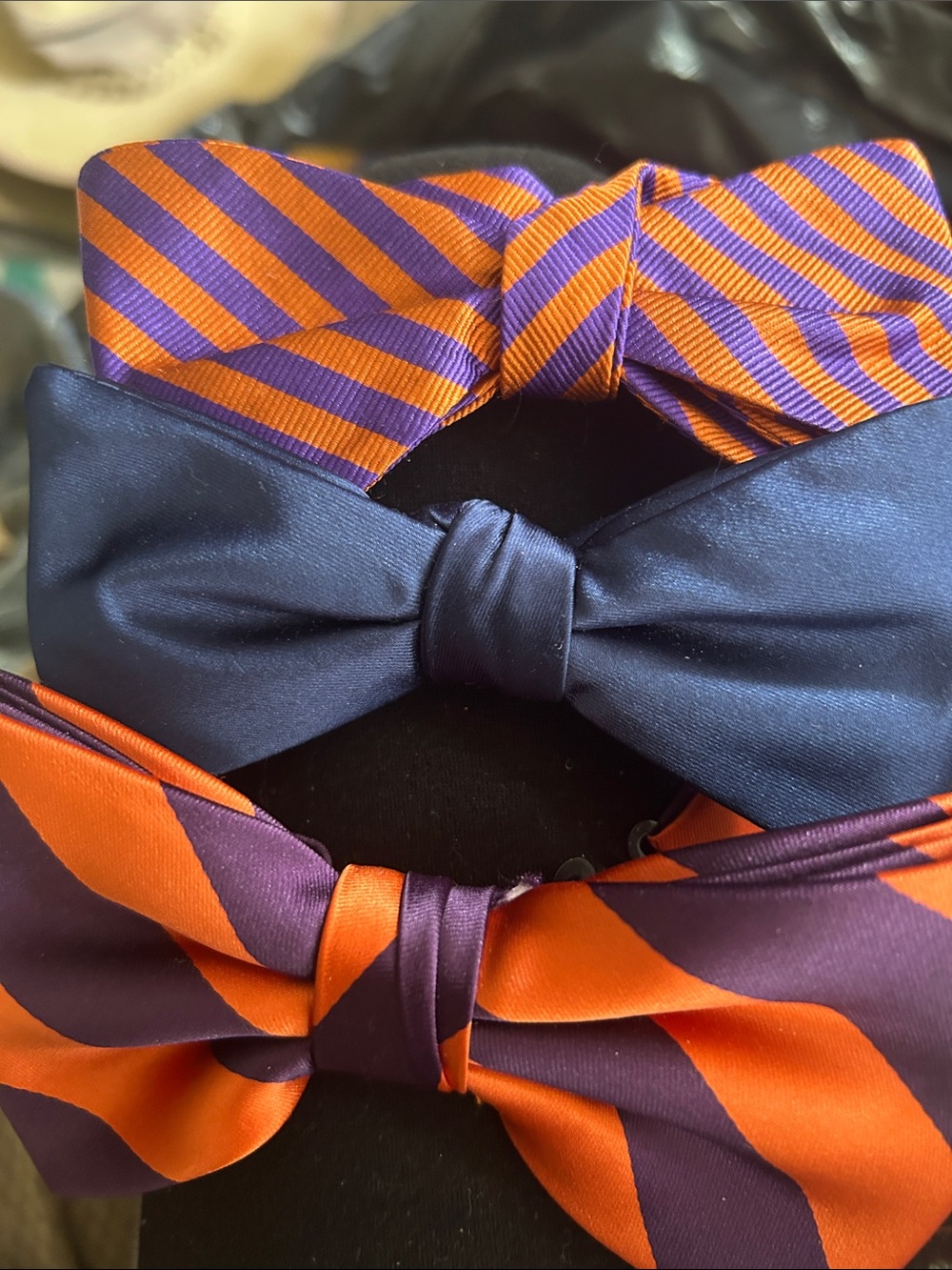 Classic Men's Bow Tie Set in Orange, Purple and Navy